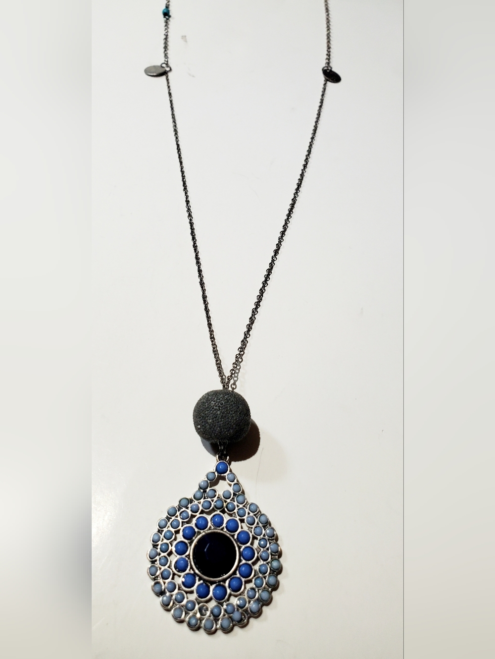 Women Jewelry Blue and Gray Pendant Necklace